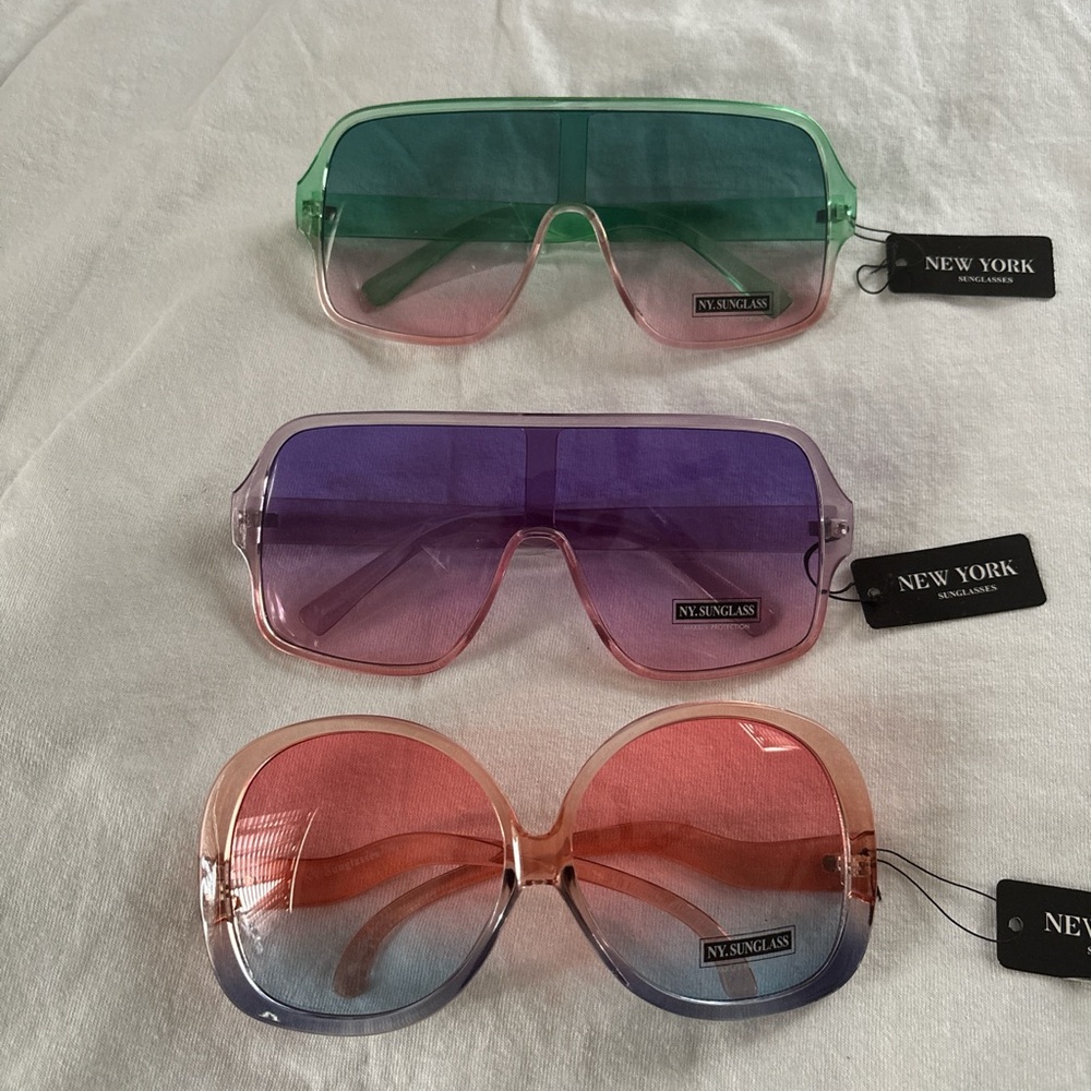 Women's Gradient Sunglasses Set - Green, Purple, Pink